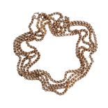 A gold belcher link chain , with reeded links stamped 15, 149cm long  A gold belcher link chain  ,