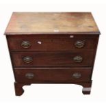 A 19th Century mahogany chest of three long drawers 77cm wide