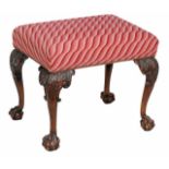 A beech framed and upholstered stool, in George II style, first half 20th century, upholstered seat,
