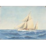 C.. Simon (20th century) Sailing ships, Eckernförde Watercolour and gauche Signed and dated lower