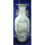 An early 20th Century Chinese two-handled vase, baluster shaped, decorated with figures and