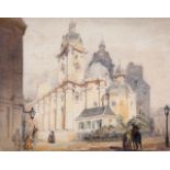 Alfred Charles Conrade (1863-1955) Church in Bavaria, Watercolour, over pencil Signed lower left