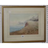 Elliot Henry Marten (exh.1886-1901) Mist rolling off coastal cliffs Watercolour Signed lower left