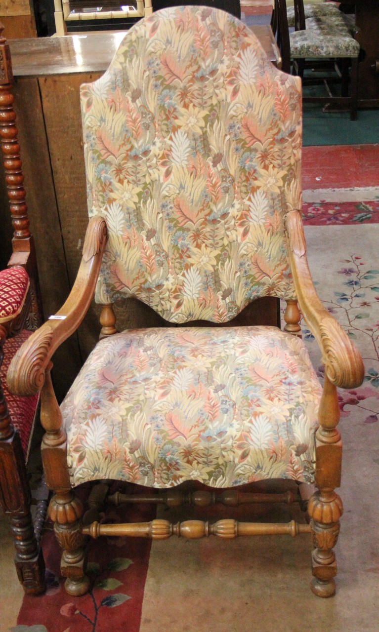 A19th century continental style elbow chair with scrolled arms.Best Bid