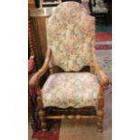 A19th century continental style elbow chair with scrolled arms.Best Bid