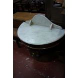 A Victorian mahogany demi lune table with a marble top 90cm wide Best Bid