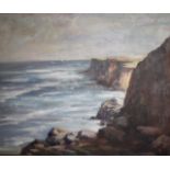 Continental School (20th century) Coastal view Oil on canvas With monogram to lower right 62cm x