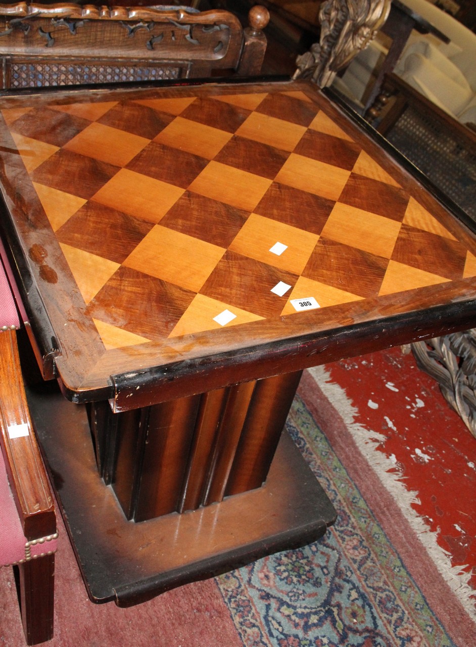 A lamp table with chequered top. Best Bid