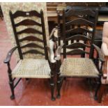 Two oak ladder back chairs with rope seats.Best Bid