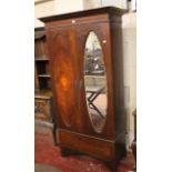 An Edwardian mahogany wardrobe 198cm high, 100cm wide and a George III style mahogany and glazed