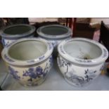 A pair of large modern Chinese blue and white jardinières and another two similar, 36cm approx. in