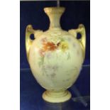 A Royal Worcester blush ivory two-handled vase, circa 1900, decorated with floral sprays and gilt