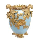 A Coalport pale-blue and gilt two-handled ovoid vase , late 19th century  A Coalport pale-blue and