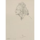 Sir William Russell Flint (1880-1969) - Bust profile portrait of 'Beda', Pencil on wove paper Signed
