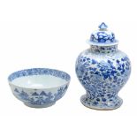 A Chinese bleu and white jar and cover of baluster shape  A Chinese bleu and white jar and cover