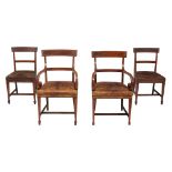 A set of eight inlaid mahogany dining chairs in Regency style  A set of eight inlaid mahogany dining