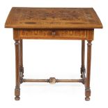 A Continental walnut and specimen marquetry walnut side table  A Continental walnut and specimen