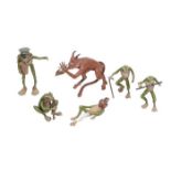 A set of five Austrian cold painted bronze models of frogs, early 20th century, in anthropomorphised