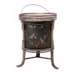 A Regency/Empire japanned metal coal scuttle, early 19th century  A Regency/Empire japanned metal