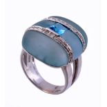 A diamond, blue quartz and blue topaz dress ring A diamond, blue quartz and blue topaz dress