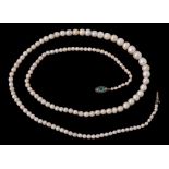 A single row of pearls, the one hundred and thirty seven graduated pearls... A single row of pearls,
