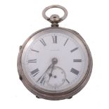 W. Salmon, a silver open face lever pocket watch, hallmarked Chester 1889, no  W. Salmon, a silver