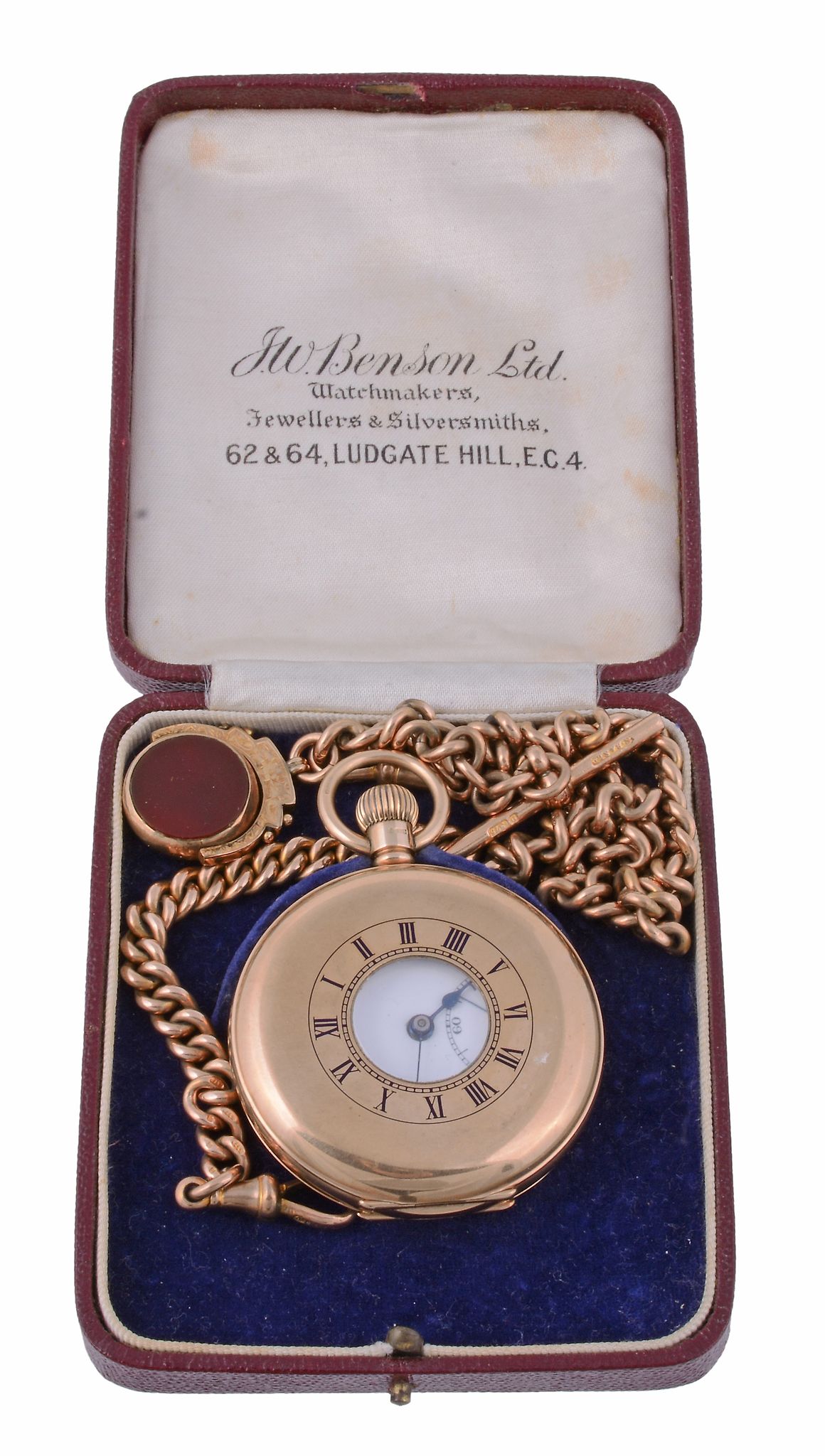 J.W.Bensen, A 9 carat gold half hunting case keyless lever watch and a 9...  J.W.Bensen, A 9 carat - Image 2 of 2