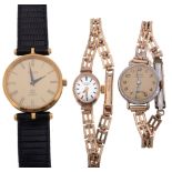 Three wristwatches, includes: Gucci, a gold plated wristwatch  Three wristwatches,   includes: