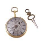 A French gold coloured fob watch, circa 1820  A French gold coloured fob watch,   circa 1820, the
