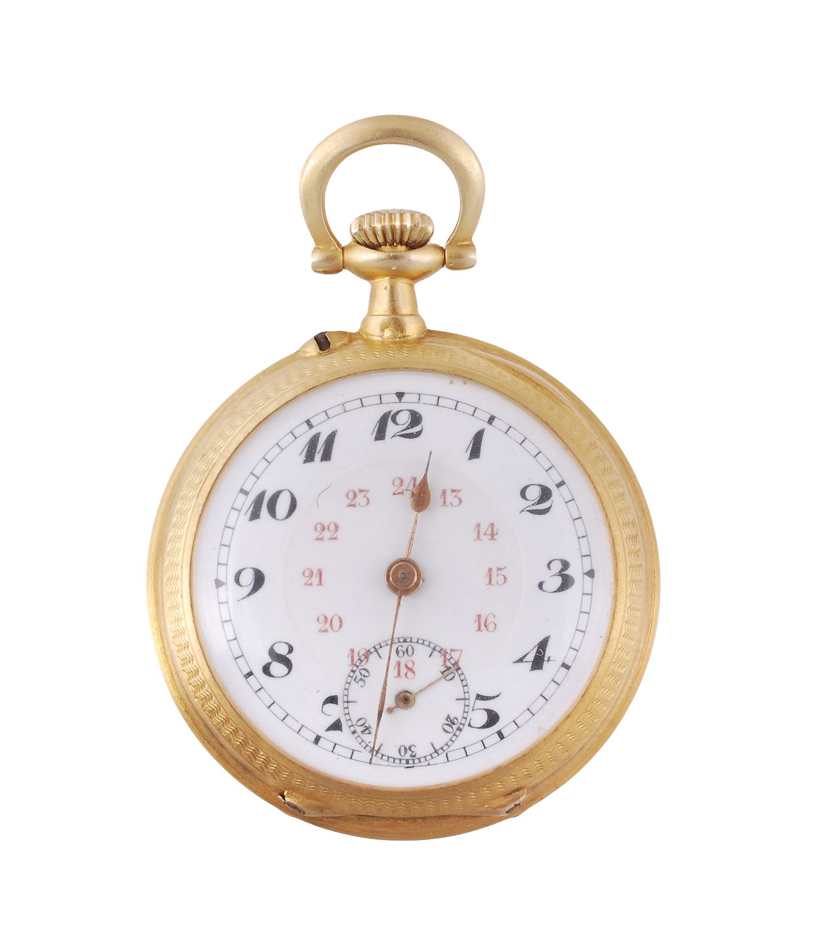 A French gold coloured fob watch, no. 141059  A French gold coloured fob watch,   no. 141059, the