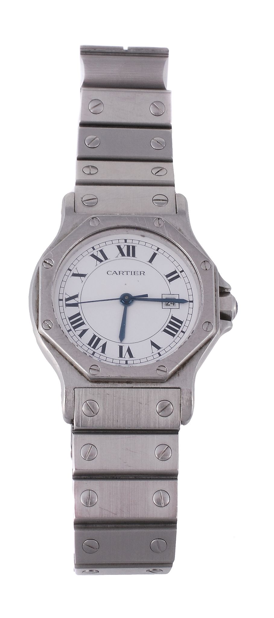 Cartier, Santos, a lady's stainless steel automatic bracelet watch with date  Cartier, Santos, a