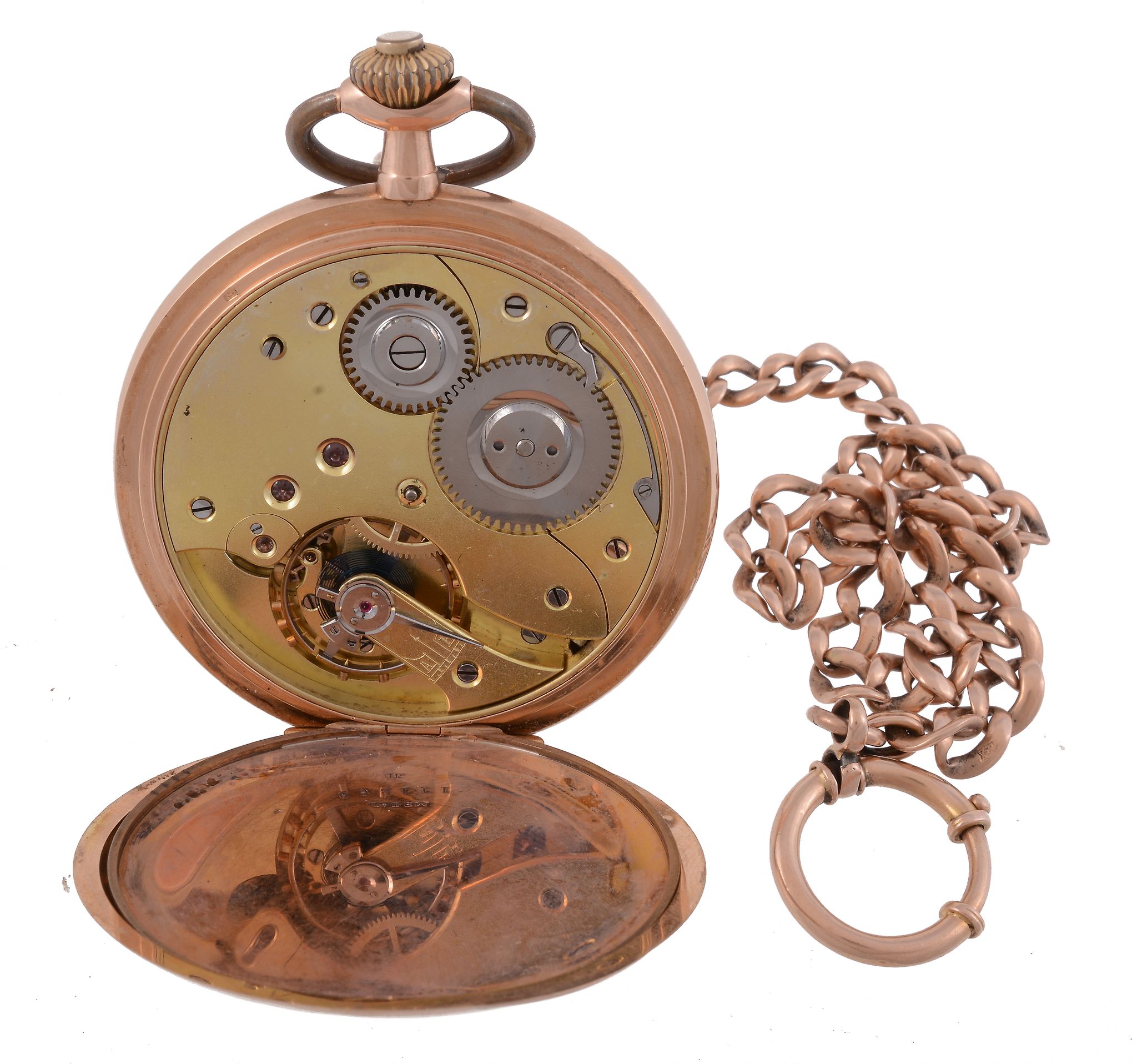 A 14 carat gold Swiss hunter keyless pocket watch, circa 1900, ref  A 14 carat gold Swiss hunter - Image 3 of 3