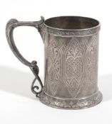 A Victorian silver cylindrical christening mug by George Unite, Birmingham 1866  A Victorian