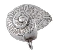 A Continental silver nautilus shell novelty vesta case  A Continental silver nautilus shell