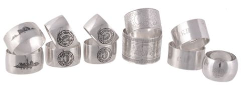 A pair of silver oval napkin rings, London 1934  A pair of silver oval napkin rings,   London