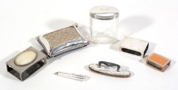 A collection of silver items, to include: a late Edwardian silver mounted...  A collection of silver