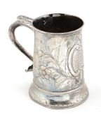 A George III silver tapered mug, maker's mark worn , London 1775  A George III silver tapered mug,