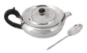 A George III silver circular half reeded teapot by Robert Hennell I & Samuel...  A George III silver
