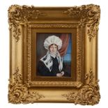 English school, circa 1840 Portrait of a lady wearing a large bonnet, seated  English school,