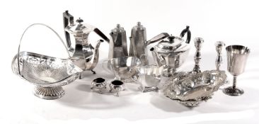A collection of silver, including: a rectangular dressing table tray by...  A collection of silver,