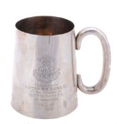 A silver straight-tapered mug, maker's mark incuse ACE  A silver straight-tapered mug,   maker's
