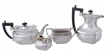 A matched silver four piece tea service by J B Chatterley & Sons Ltd  A matched silver four piece