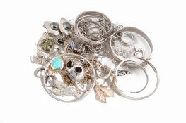A collection of silver and silver coloured jewellery  A collection of silver and silver coloured