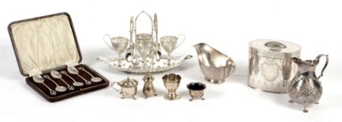 A mixed collection of silver and plate, including  A mixed collection of silver and plate,