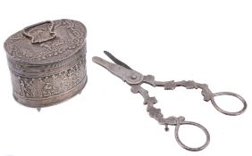 A Dutch silver tea caddy, 1903, the hinged cover with a swing handle  A Dutch silver tea caddy,