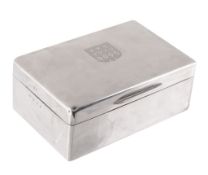 A silver rectangular cigarette box by Padgett & Braham Ltd, London 1932  A silver rectangular