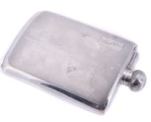 A silver curved rectangular spirit flask by Mappin & Webb, Sheffield 1956  A silver curved