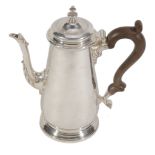 A silver straight-tapered coffee pot, maker  A silver straight-tapered coffee pot,   maker's mark