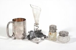 Four Victorian silver items, comprising: a late Victorian silver and etched...  Four Victorian