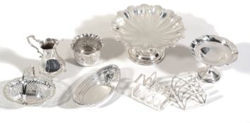 A collection of small silver, comprising: an Edwardian pedestal lobed dish...  A collection of small
